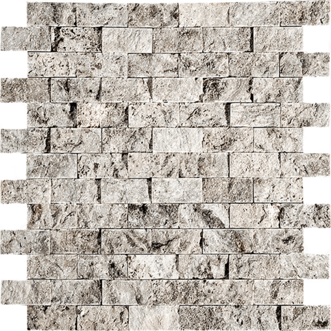silver travertine split face