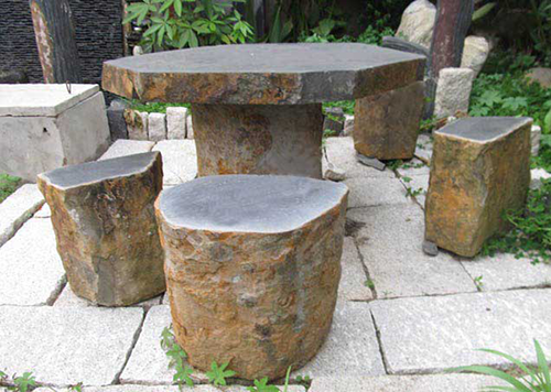 Basalt Table and Seat
