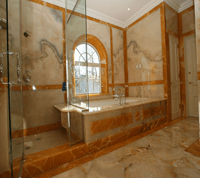 Caramel Onyx Bathroom Application