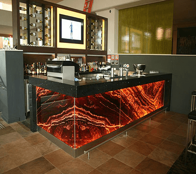 Red Onyx Bar Desk Cladding