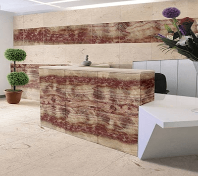 Red Onyx Reception Desk Cladding