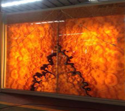 Illuminated Orange Onyx Wall Cladding