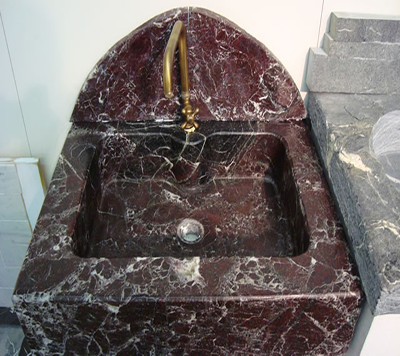 rosso levanto marble sink