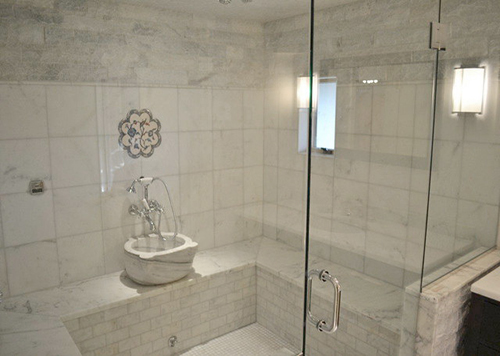 afyon white marble bathroom application