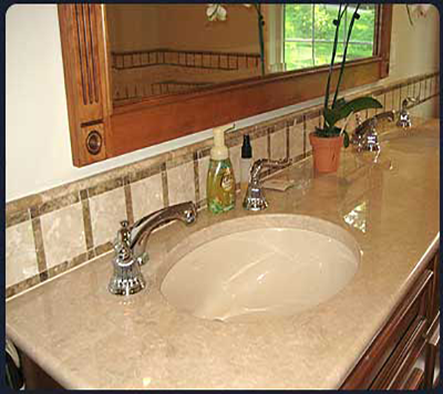 botticino beige marble sink