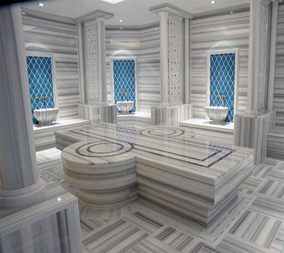 striped marmara marble hammam application