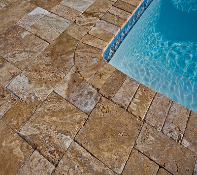 Golden Noche Travertine Pool Edge Application