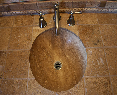 Sink With Chocolate Travertine