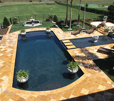 Gold Travertine Pool Edge Flooring