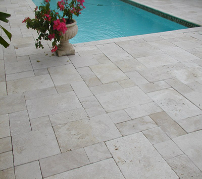 Ivory Travertine Pool Edge Flooring