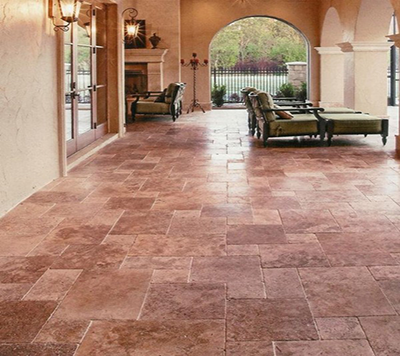 Red Travertine Flooring Application