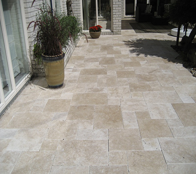 Medium Travertine French Pattern Set Flooring