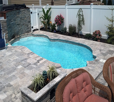 Silver Travertine Pool Edge Flooring