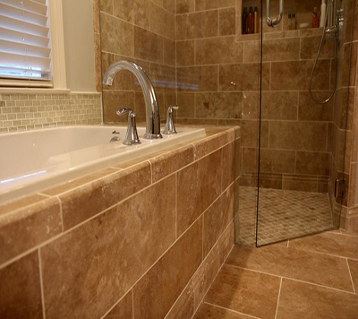 Light Walnut Travertine Bathroom Cladding